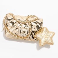 Chanel AS4646 Mini Flap Bag with Star Coin Purse in Patent Calfskin Gold/Khaki