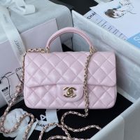 Chanel AS2431 Mini Classic Handbag With Top Handle in Lambskin Pink