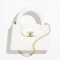 Chanel AS4416 Kelly Mini Shopping Bag in Shiny Crumpled Calfskin White