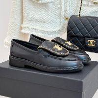 Chanel Moccasins with CC Buckle and Woven Chain Women in Calfskin Black