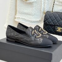 Chanel Moccasins with Chain CC Logo Women in Quilted Lambskin Black