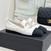 Chanel Moccasins with Chain CC Logo Women in Quilted Lambskin White