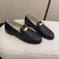 Chanel Moccasins with Metal Letter Nameplate Women in Calfskin Black