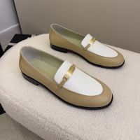 Chanel Moccasins with Metal Letter Nameplate Women in Calfskin Khaki