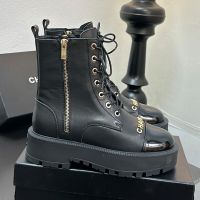 Chanel Platform Ankle Boots with Double Zip Women in Calfskin Black