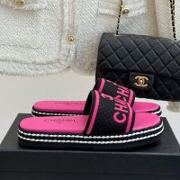 Chanel Platform Slides with Logo Embroidery Women in Quilted Fabric Rose
