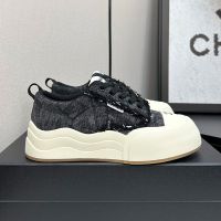 Chanel Platform Sneakers with CC Logo Women in Denim Black