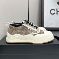 Chanel Platform Sneakers with CC Logo Women in Denim Brown