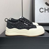 Chanel Platform Sneakers with CC Logo Women in Diamond Denim Black