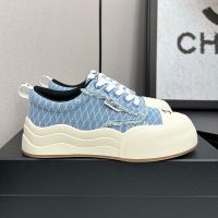 Chanel Platform Sneakers with CC Logo Women in Diamond Denim Blue