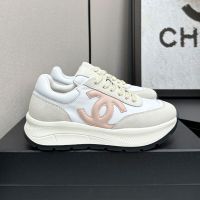 Chanel Platform Sneakers with Interlocking CC Logo Women in Calfskin and Suede White/Pink