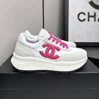 Chanel Platform Sneakers with Interlocking CC Logo Women in Calfskin and Suede White/Rose