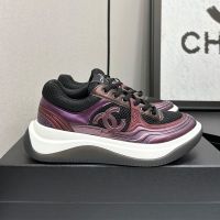 Chanel Platform Sneakers with Interlocking CC Logo Women in Fabric and Laminated Red/Black
