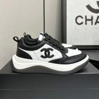 Chanel Platform Sneakers with CC logo Patch Women in Quilted Diamond Calfskin Black/White