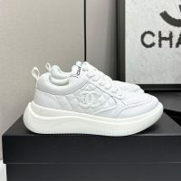 Chanel Platform Sneakers with CC logo Patch Women in Quilted Diamond Calfskin White