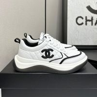 Chanel Platform Sneakers with CC logo Patch Women in Quilted Diamond Calfskin White/Black