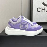 Chanel Platform Sneakers with CC logo Patch Women in Suede and Calfskin and Tweed Purple