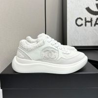 Chanel Platform Sneakers with CC logo Patch Women in Suede and Calfskin and Tweed White