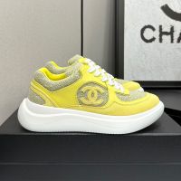 Chanel Platform Sneakers with CC logo Patch Women in Suede and Calfskin and Tweed Yellow