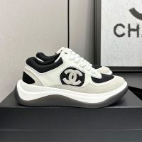 Chanel Platform Sneakers with CC logo Patch Women in Suede and Calfskin and Mesh Beige