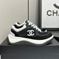 Chanel Platform Sneakers with CC logo Patch Women in Suede and Calfskin and Mesh Black