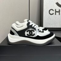 Chanel Platform Sneakers with CC logo Patch Women in Suede and Calfskin and Mesh Black/White