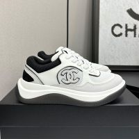 Chanel Platform Sneakers with CC logo Patch Women in Suede and Calfskin and Mesh White