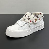 Chanel Platform Sneakers with Metal Flower Women in Denim White
