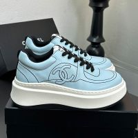 Chanel Platform Sneakers with Quilted Logo Women in Calfskin Light Green