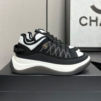 Chanel Platform Sneakers with Spindle COCO Mark Women in Fabric and Calfskin Black