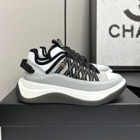 Chanel Platform Sneakers with Spindle COCO Mark Women in Fabric and Calfskin Grey