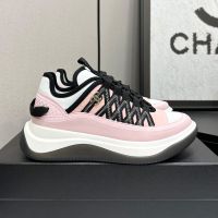 Chanel Platform Sneakers with Spindle COCO Mark Women in Fabric and Calfskin Pink