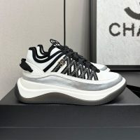 Chanel Platform Sneakers with Spindle COCO Mark Women in Fabric and Calfskin Silver