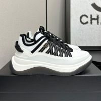 Chanel Platform Sneakers with Spindle COCO Mark Women in Fabric and Calfskin White