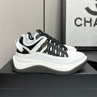 Chanel Platform Sneakers with Spindle COCO Mark Women in Fabric and Calfskin White/Black