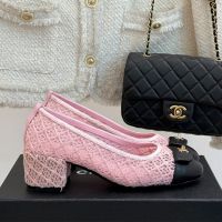 Chanel Pumps with CC Buckle Women in Mesh and Lambskin Pink