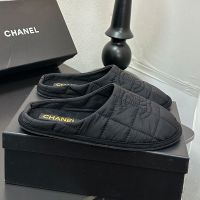Chanel Slides Women in Down-Filled Technical Fabric Black