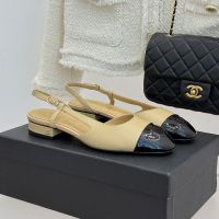 Chanel Slingback Pumps with CC logo Women Lambskin and Patent Leather Brown