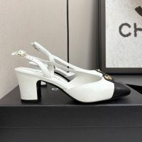 Chanel Slingback Pumps with CC Buckle Women in Calfskin White