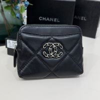 Chanel AP2086 19 Zipped Coin Purse in Shiny Lambskin Black/Silver