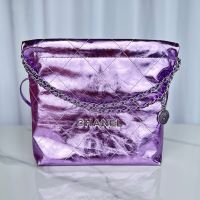 Chanel AS3260 22 Small Handbag in Shiny Calfskin Purple