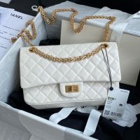 Chanel A37586 Reissue 2.55 Large Handbag in Aged Calfskin White