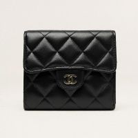 Chanel AP0231 Classic Small Flap Wallet in Calfskin Black/Gold