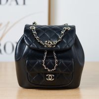 Chanel AS2908 Dumas Small Backpack in Shiny Lambskin Black/Silver
