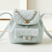 Chanel AS2908 Dumas Small Backpack in Shiny Lambskin Sky Blue