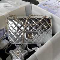 Chanel AS4648 Small Flap Bag with Star Coin Purse in Patent Calfskin Grey