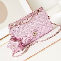 Chanel AS4648 Small Flap Bag with Star Coin Purse in Patent Calfskin Violet