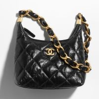 Chanel AS4922 Small Hobo Bag in Shiny Lambskin Black