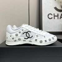 Chanel Sneakers with Allover Logo Embossing Women in Calfskin and Mesh White/Black