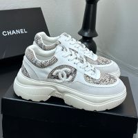 Chanel Sneakers with CC Logo Patch Women in Python Leather and Calfskin Brown